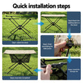 Weisshorn Folding Camping Table with 600D Top - Black/Khaki