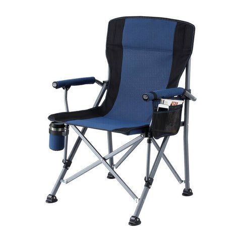 Weisshorn Navy Blue Folding Moon Camping Chair 120kg Capacity with Drink Holder