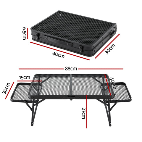 Weisshorn Mesh Folding Camping Table - Black