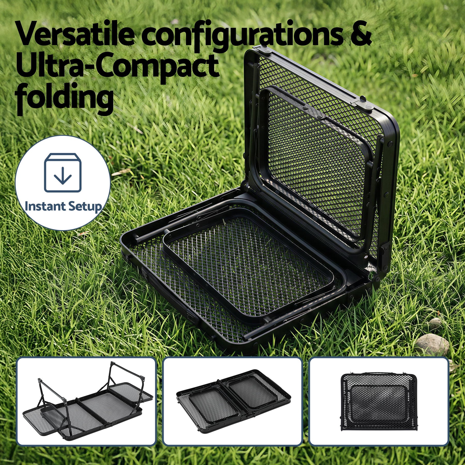 Weisshorn Mesh Folding Camping Table - Black