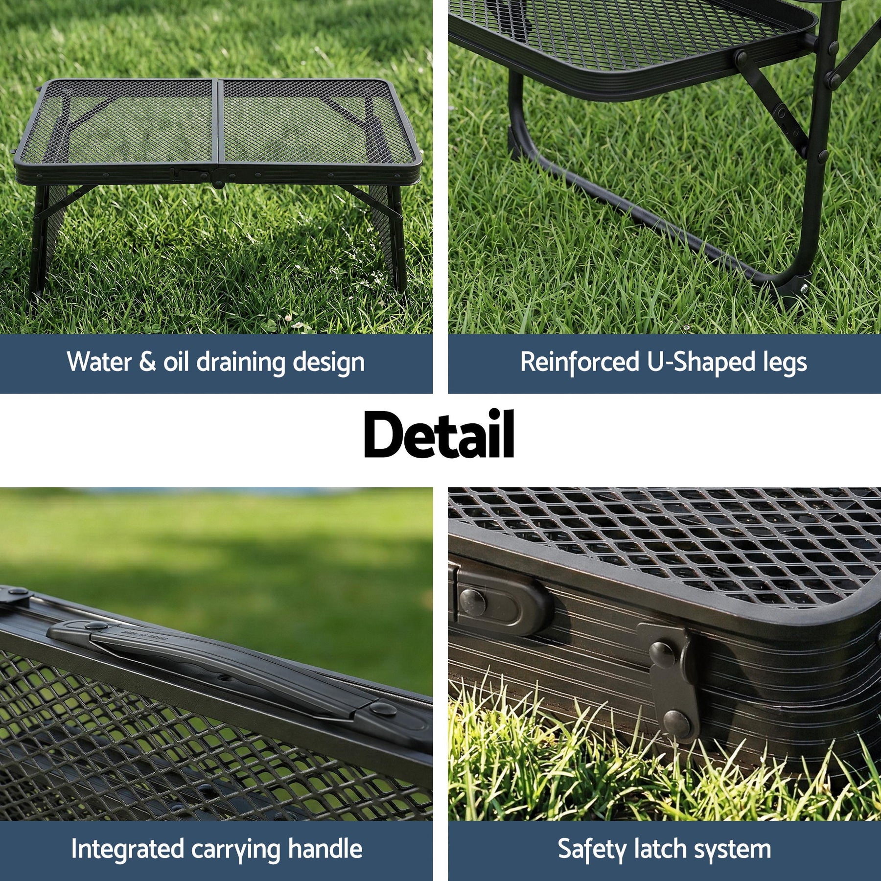 Weisshorn Mesh Folding Camping Table - Black