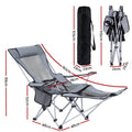 Weisshorn Grey Adjustable Reclining Camping Chair with Footrest Portable Folding