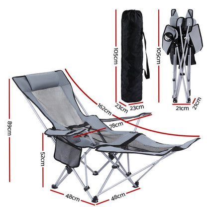 Weisshorn Adjustable Reclining Camping Chair - Grey