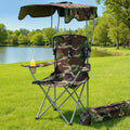 Weisshorn Army Green Camping Chair with Canopy Folding Outdoor Seat 120kg Capacity