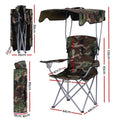Weisshorn Army Green Camping Chair with Canopy Folding Outdoor Seat 120kg Capacity