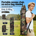 Weisshorn Army Green Camping Chair with Canopy Folding Outdoor Seat 120kg Capacity