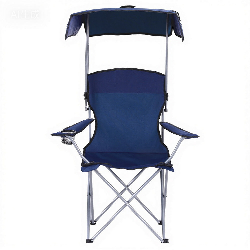 Weisshorn Portable Folding Camping Chair with Canopy - Navy Blue - SuperSaverAU - view 4