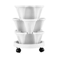 Green Fingers 3 Tier Stackable Vertical Planter – White, 15 Plant Capacity with Wheels