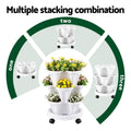 Green Fingers 3 Tier Stackable Vertical Planter – White, 15 Plant Capacity with Wheels