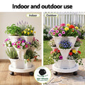 Green Fingers 3 Tier Stackable Vertical Planter – White, 15 Plant Capacity with Wheels