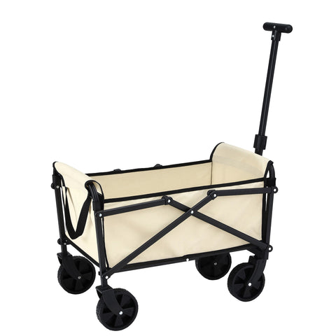 Gardeon Folding Garden Cart – Beige with All-Terrain Wheels