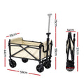 Gardeon Folding Garden Cart – Beige with All-Terrain Wheels