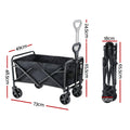 Gardeon Folding Garden Cart – Black with All-Terrain Wheels, 80kg Capacity