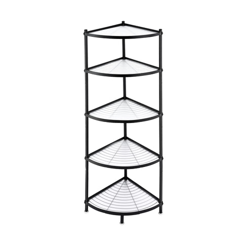 Artiss 5-Tier Metal Kitchen Corner Shelf Rack - Black