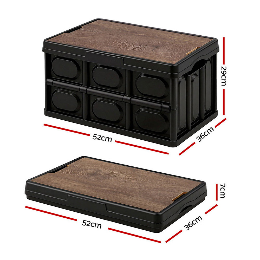Gardeon 50L Collapsible Outdoor Storage Box Black - SuperSaverAU - view 3