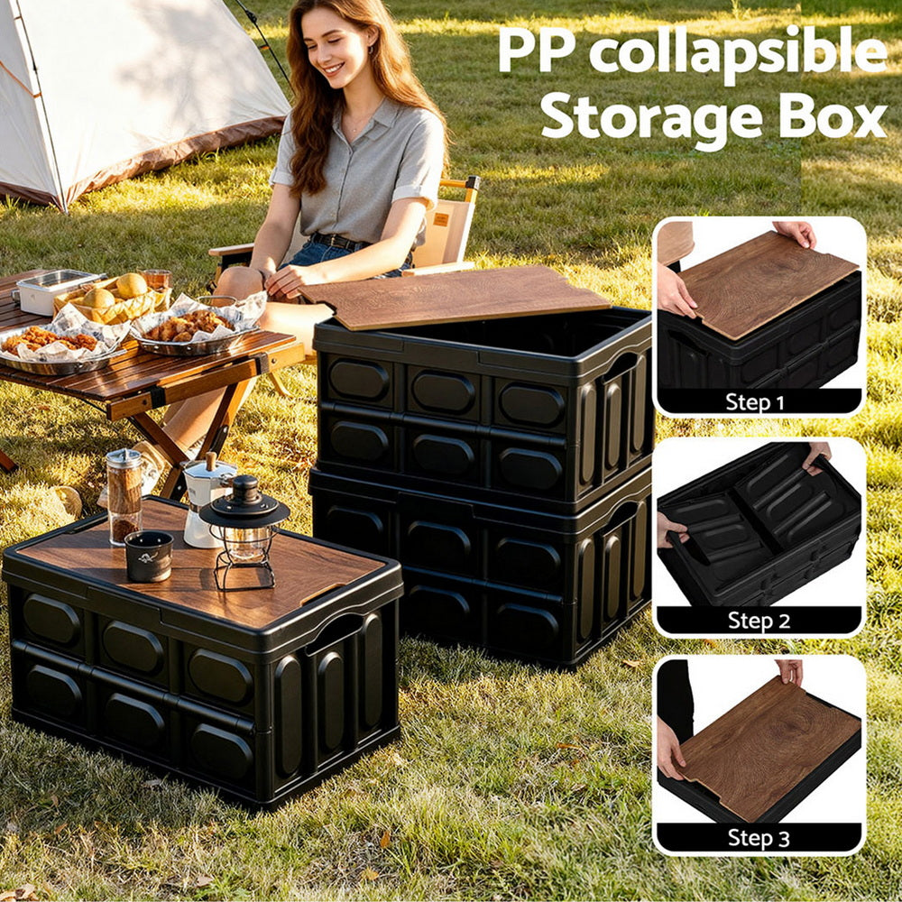 Gardeon 50L Collapsible Outdoor Storage Box Black - SuperSaverAU - view 5