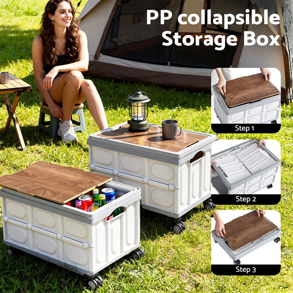 Gardeon 54L Collapsible Outdoor Storage Box with Wheels - SuperSaverAU - view 5