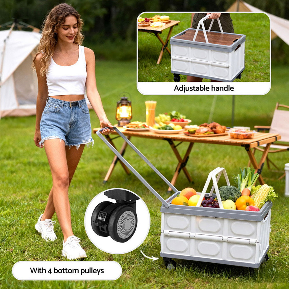 Gardeon 54L Collapsible Outdoor Storage Box with Wheels