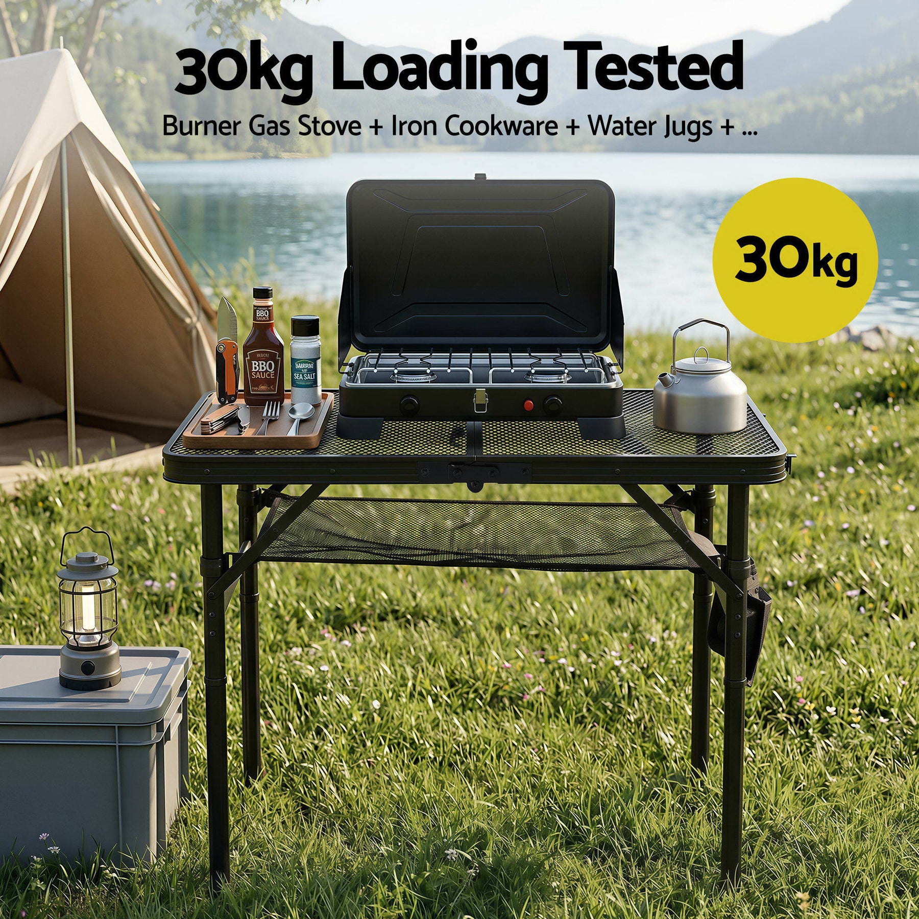 Gardeon BBQ Camp Table, 60*40*56 Portable Foldable Lightweight Grill Outdoor Metal Table 2.5kg - SuperSaverAU - view 4