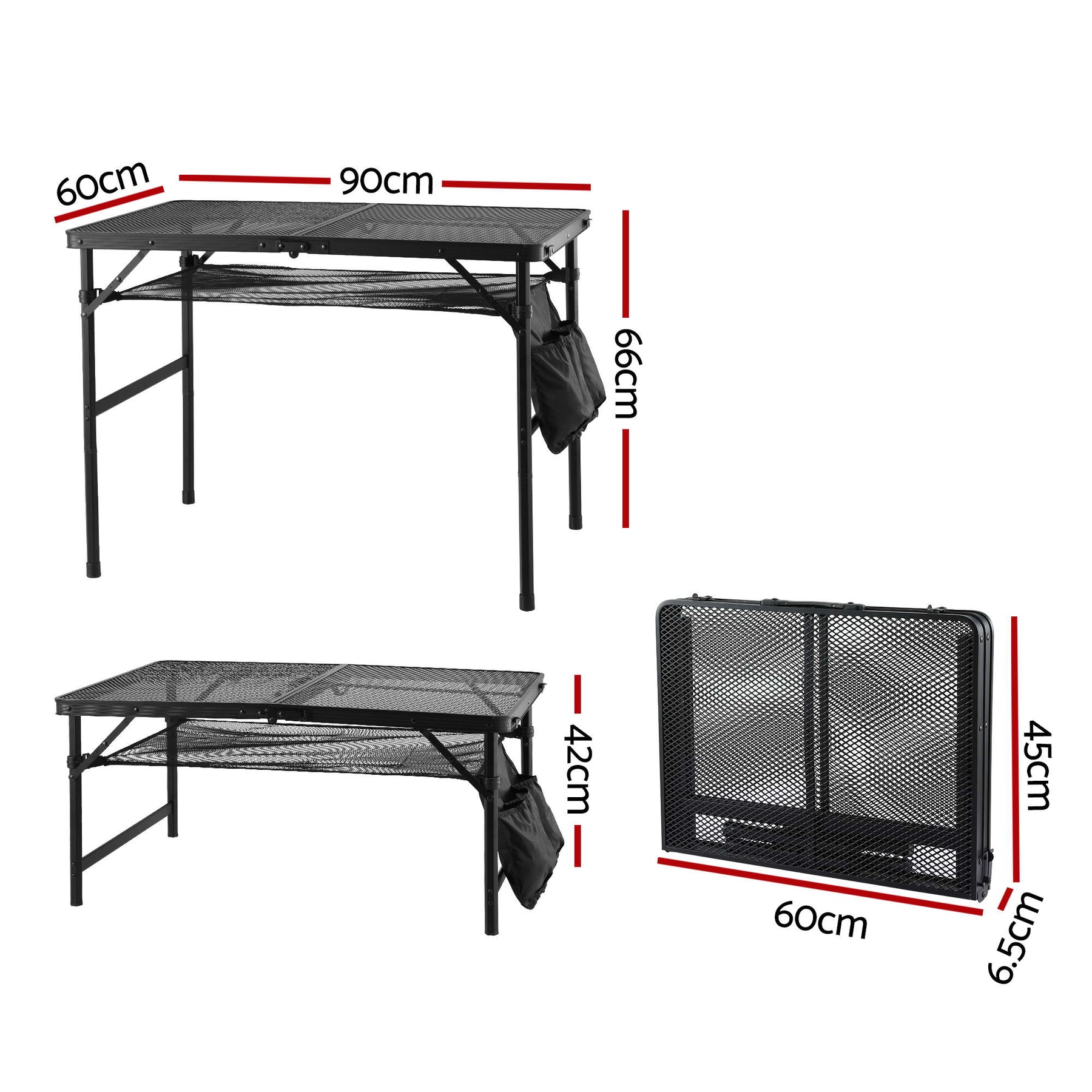 Gardeon BBQ Camp Table, 90*60*66 Portable Foldable Lightweight Grill Outdoor Metal Table 3.9kg - SuperSaverAU - view 2