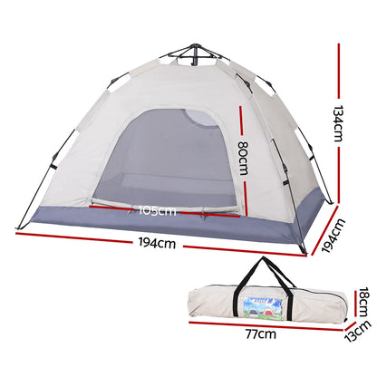 Weisshorn Camping Tent 2-3 Person Instant Pop Up, Water Resistant, UV Protection