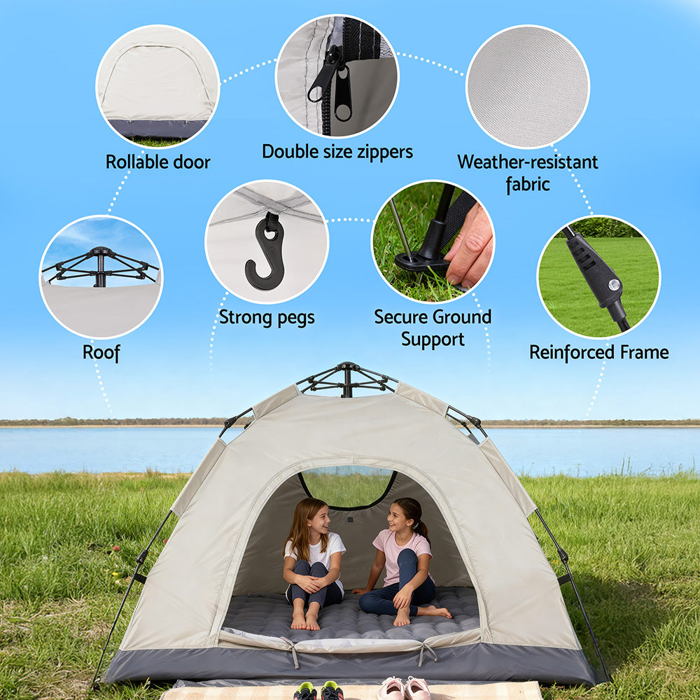 Weisshorn Camping Tent 2-3 Person Instant Pop Up, Water Resistant, UV Protection - SuperSaverAU - view 5