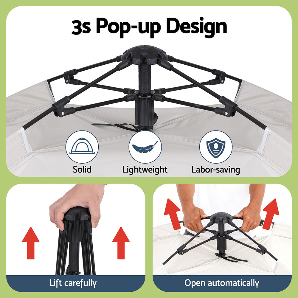 Weisshorn Camping Tent 2-3 Person Instant Pop Up, Water Resistant, UV Protection