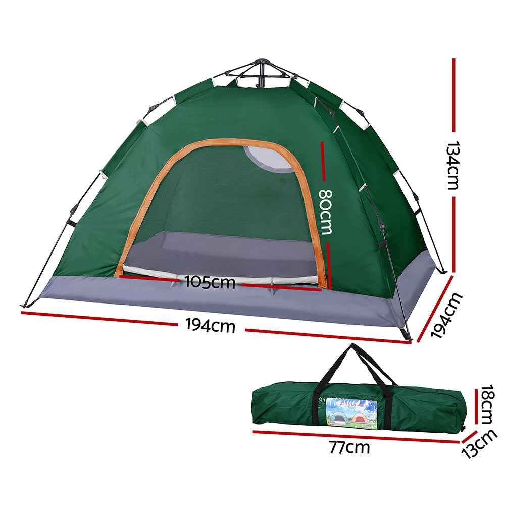 Weisshorn Camping Tent Instant Tent Pop up 2 Person Outdoor Hiking Tents Hiking Green - SuperSaverAU - view 3