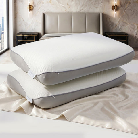 RoomSense 2 Pack Dual-Sided 55D Cooling Memory Foam Pillows - 65 x 40 x 14cm