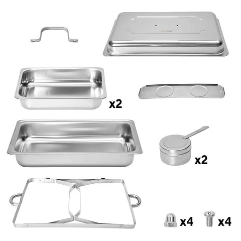 Alston 9L Stainless Steel Chafing Dish Set with 2 x 4.5L Pans - Silver