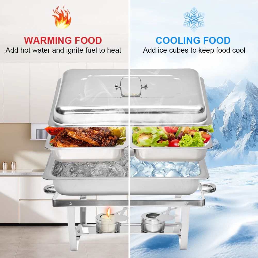 Alston 9L Stainless Steel Chafing Dish Set with 2 x 4.5L Pans - Silver
