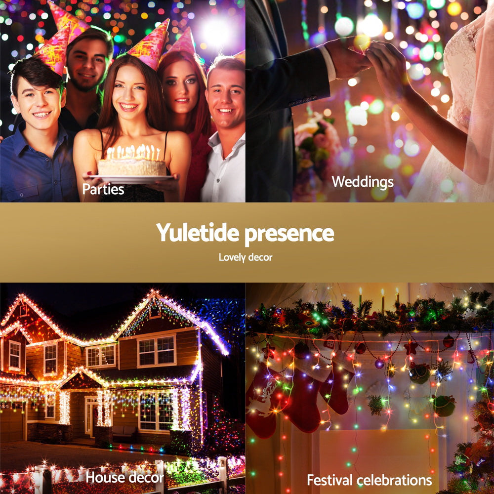 32M Christmas Lights Icicle Light 960 LED Multi-coloured Jingle Jollys - SuperSaverAU - view 5