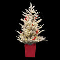 Jingle Jollys Christmas Tree 1M LED Potted Xmas Party Decor Red Barries Flocked - SuperSaverAU - view 3