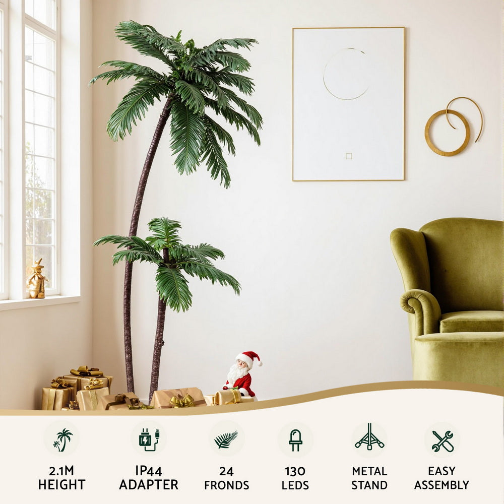 Jingle Jollys Christmas Tree 2.1m LED Lighted Xmas Palm Trees Party Decorations - SuperSaverAU - view 4