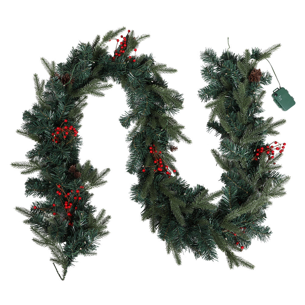 Jingle Jollys 2.4m Christmas Garland with LED Lights Decorations Xmas Party - SuperSaverAU - view 1