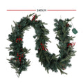 Jingle Jollys 2.4m Christmas Garland with LED Lights Decorations Xmas Party - SuperSaverAU - view 2