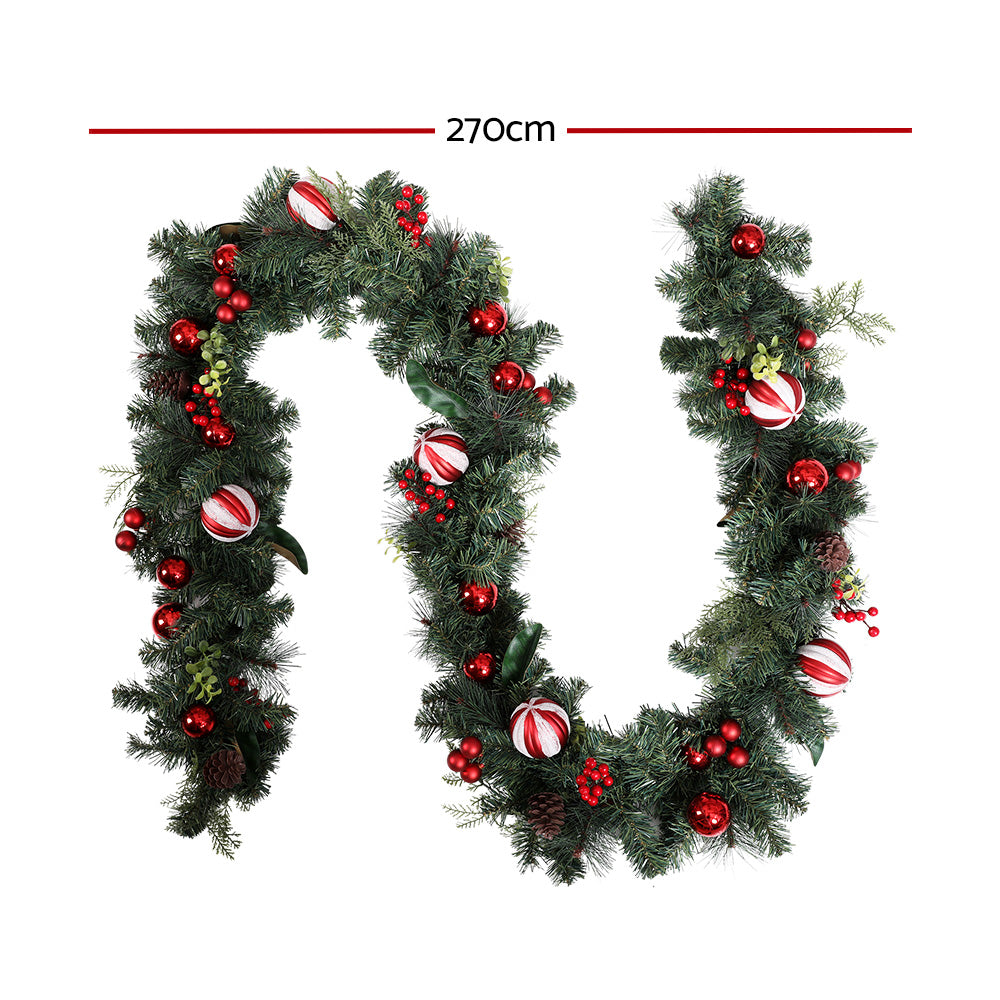 Jingle Jollys 2.7m Christmas Garland with Decorations Xmas Wedding Party - SuperSaverAU - view 2