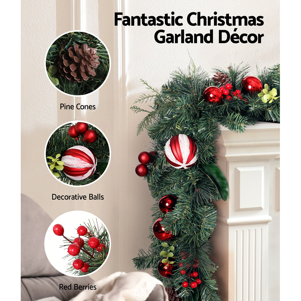 Jingle Jollys 2.7m Christmas Garland with Decorations Xmas Wedding Party - SuperSaverAU - view 4