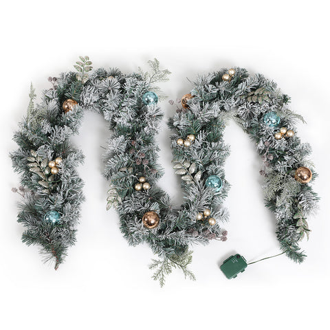 Jingle Jollys 2.7m Christmas Garland with LED Lights Snowy Decoration Xmas Party - SuperSaverAU - view 1
