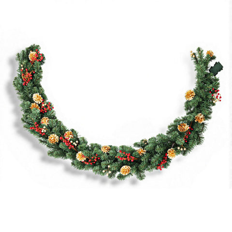 Jingle Jollys 1.8M Christmas Garland Pre-lit LED Pine Cones Berries Xmas Decor - SuperSaverAU - view 1