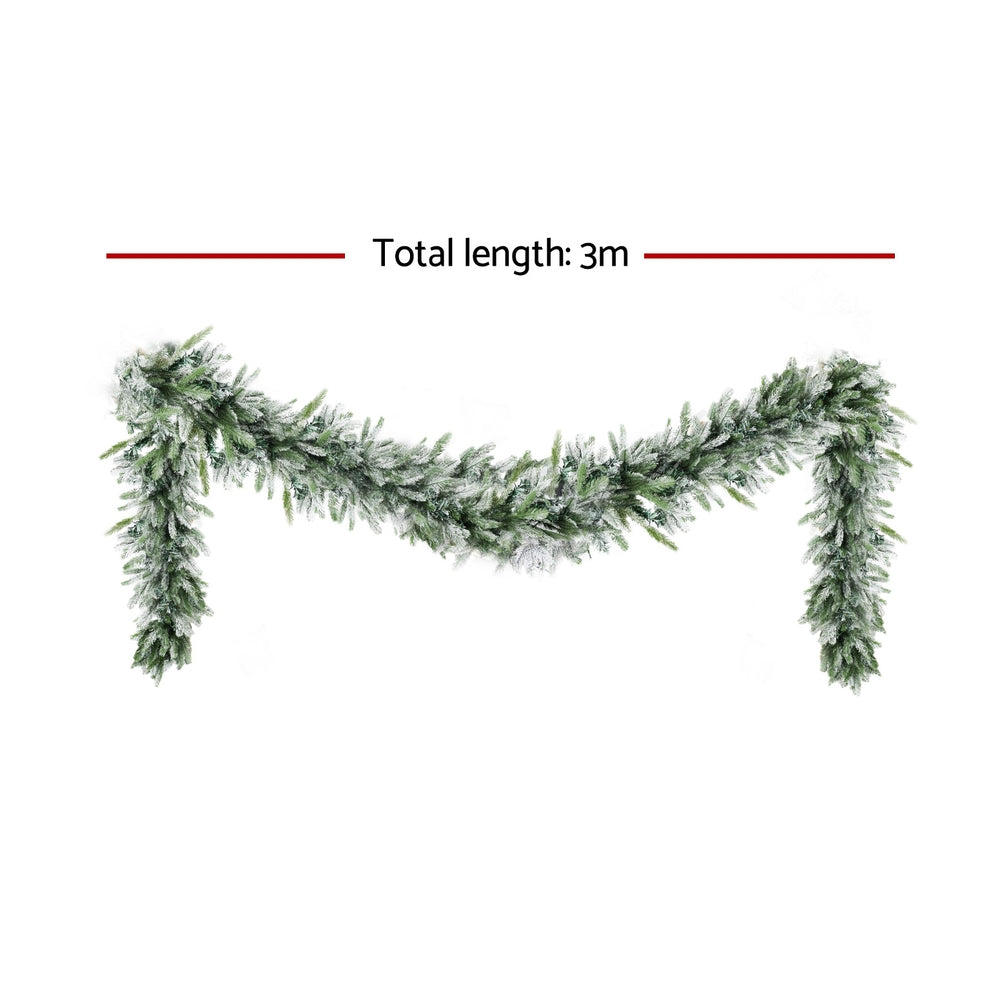 Jingle Jollys 3M Christmas Garland Pre-lit LED Lights Snow Frosted Tips Decor - SuperSaverAU - view 2
