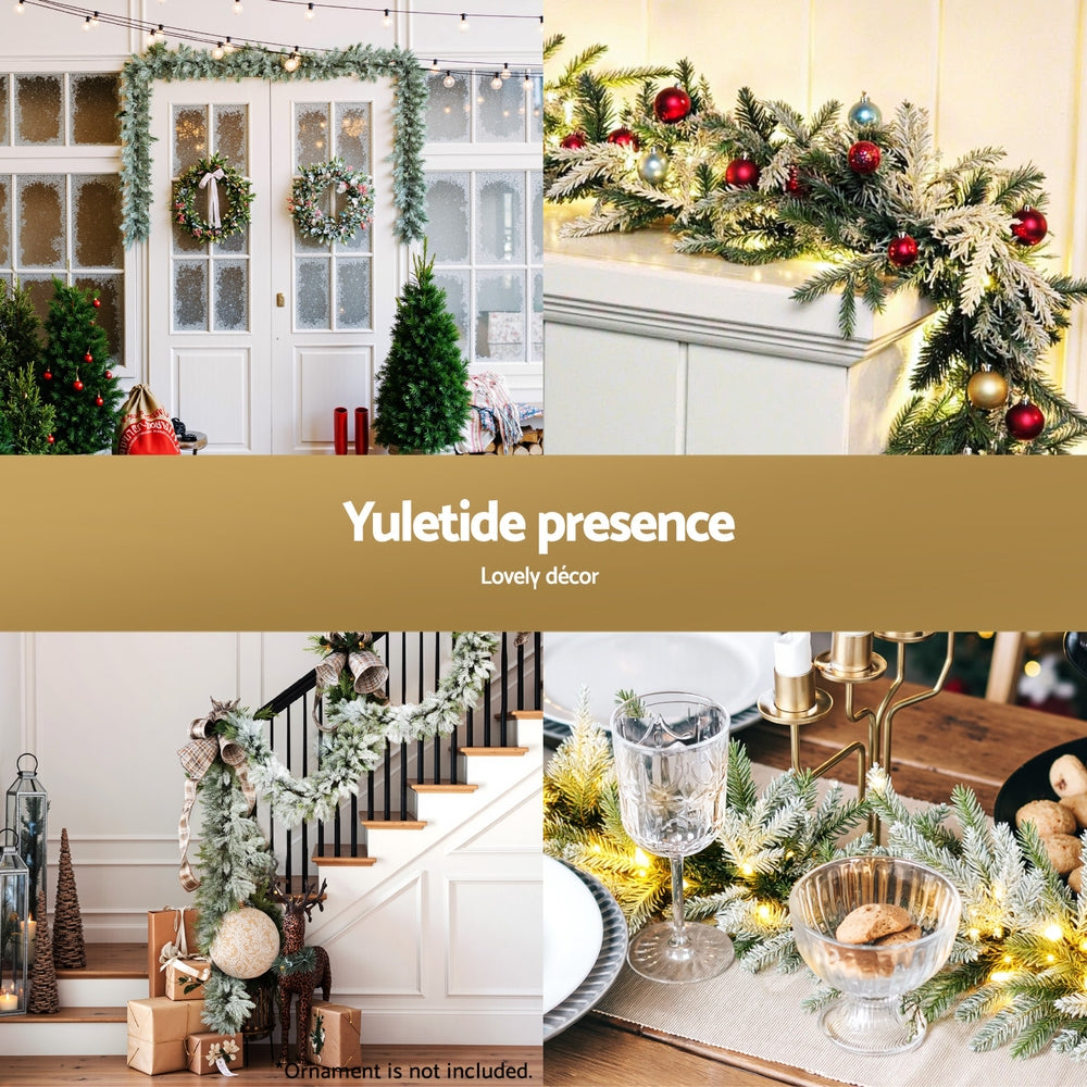 Jingle Jollys 3M Christmas Garland Pre-lit LED Lights Snow Frosted Tips Decor - SuperSaverAU - view 5