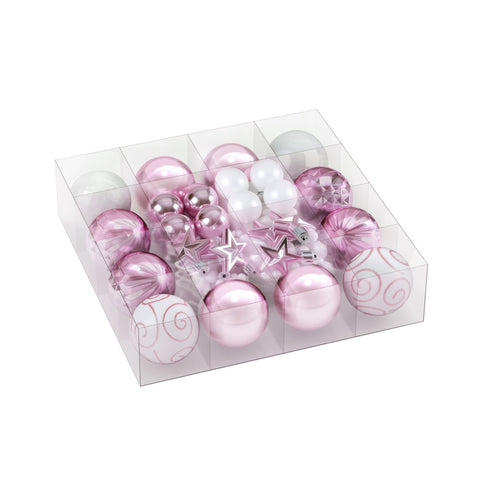 Jingle Jollys 33pcs Christmas Tree Decorations Set Baubles Ornaments Party Pink - SuperSaverAU - view 1
