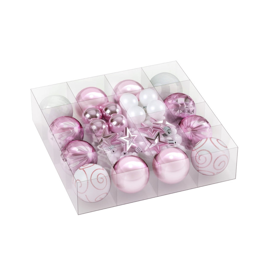 Jingle Jollys 33pcs Christmas Tree Decorations Set Baubles Ornaments Party Pink - SuperSaverAU - view 1