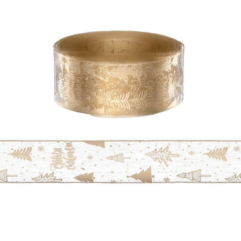 Jingle Jollys 20M Christmas Ribbon Roll Bow Printed Xmas Tree Decor Gift Gold - SuperSaverAU - view 3