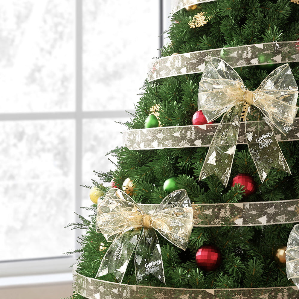Jingle Jollys 20M Christmas Ribbon Roll Bow Printed Xmas Tree Decor Gift Gold - SuperSaverAU - view 6