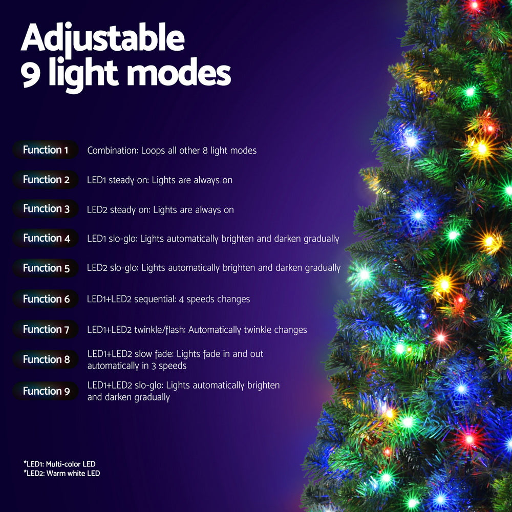Jingle Jollys 1.8M Pre-lit Christmas Tree 8 Mode Multi Colour 200 LED Light Xmas - SuperSaverAU - view 2