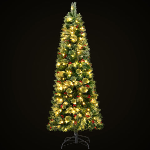 Jingle Jollys Christmas Tree 1.8M LED Xmas Tree Party Decorations Red Barries - SuperSaverAU - view 1