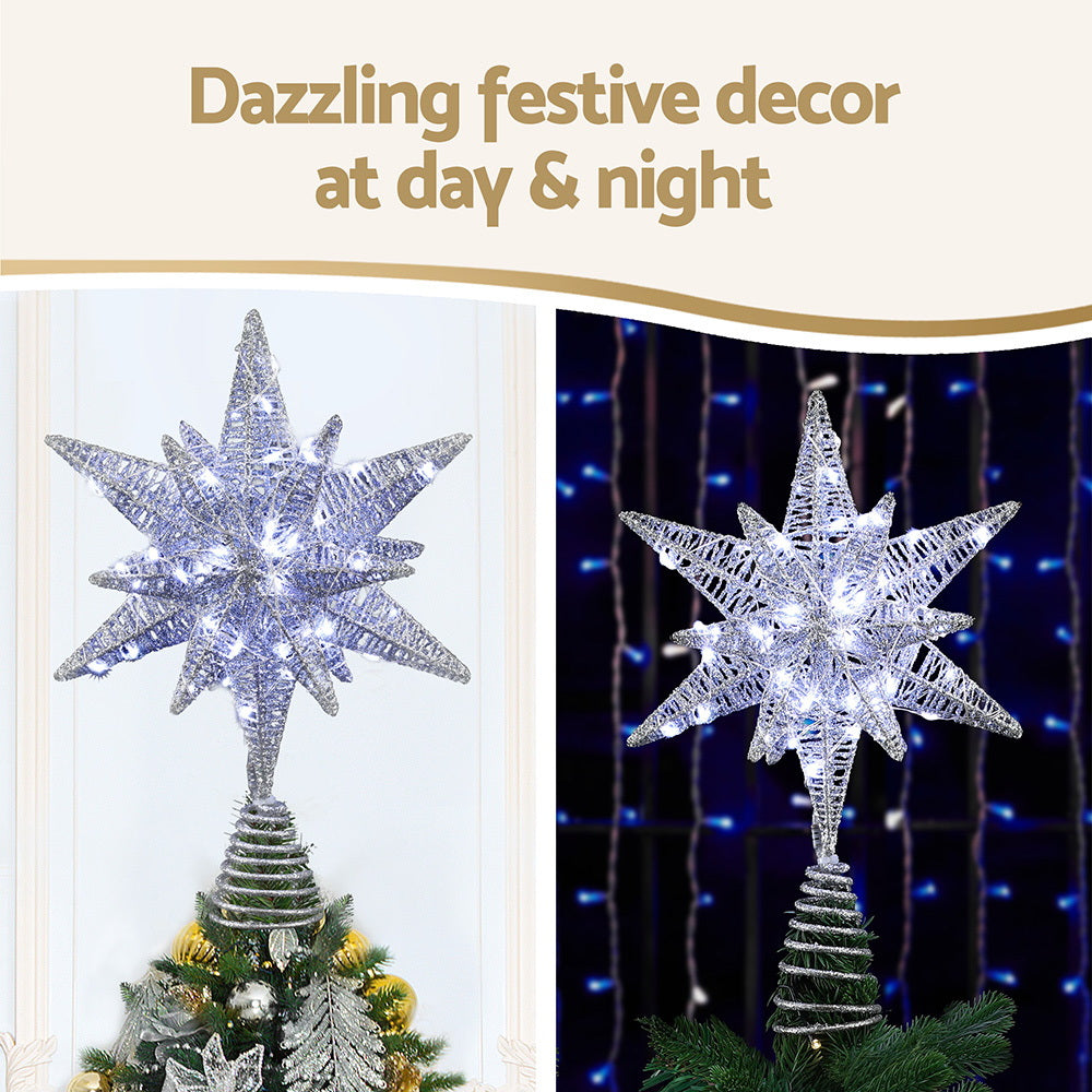 Jingle Jollys 3D Christmas Tree Topper Star LED Decorations Xmas Party Timer - SuperSaverAU - view 4