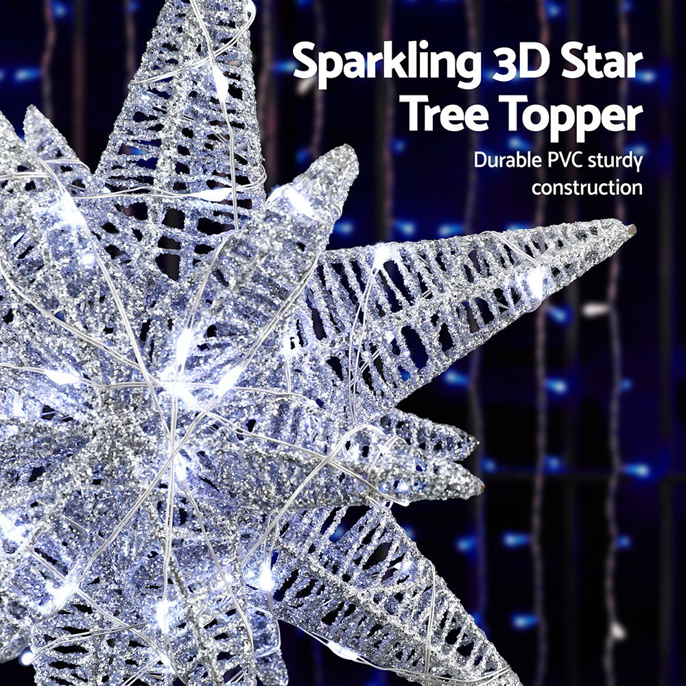 Jingle Jollys 3D Christmas Tree Topper Star LED Decorations Xmas Party Timer - SuperSaverAU - view 5
